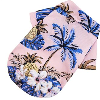 Leuke Zomer Strand Shirt Voor Hond Casual Print Pet Travel Ananas Korte Mouwen Puppy Kat Blouse Kleding roze / XL