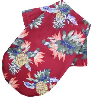 Leuke Zomer Strand Shirt Voor Hond Casual Print Pet Travel Ananas Korte Mouwen Puppy Kat Blouse Kleding winered / XXL