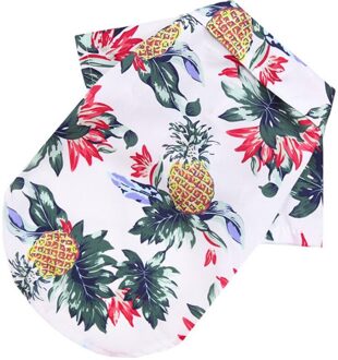 Leuke Zomer Strand Shirt Voor Hond Casual Print Pet Travel Ananas Korte Mouwen Puppy Kat Blouse Kleding wit / XXL