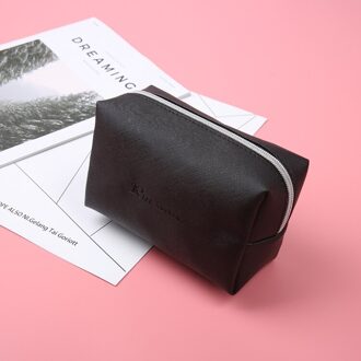 Leuke Zwarte Pu Lederen Etui Grote Capaciteit Rits Pennenbakje Voor School Potlood Tas Schoolbenodigdheden Gereedschap Meisje Cosmetische tas