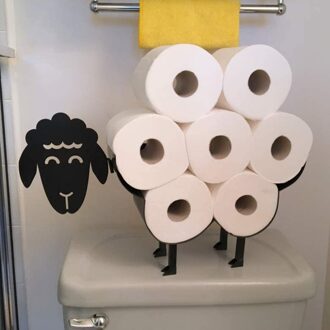Leuke Zwarte Schapen Toiletpapier Rolhouder, Vrijstaand Of Wandmontage Wc Roll Tissue Papier Opslag Stand