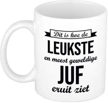 Leukste en meest geweldige juf cadeau mok / beker wit 300 ml - feest mokken