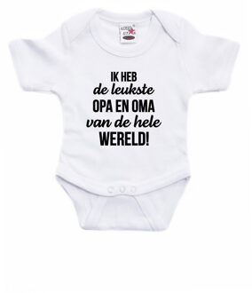 Leukste opa en oma kraamcadeau rompertje wit jongens en meisjes 92 (18-24 maanden)