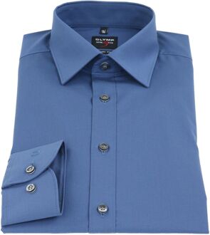 Level 5 body fit overhemd - rook blauw - Strijkvriendelijk - Boordmaat: 38