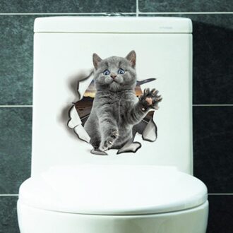 Levendige 3D Katten Dier Wc Stickers Mooie Muurtattoo Home Decor Art Diy Wasruimte Pvc Posters Cartoon Wall Art decals 09