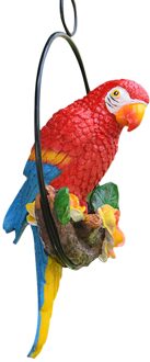 Levendige Opknoping Papegaai Standbeeld Baars Op Metalen Ring Vogels Model Gazon Ornament
