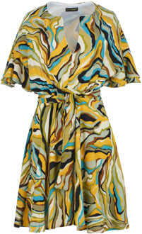 Levendige safari viscose wikkeljurk Olijf - M