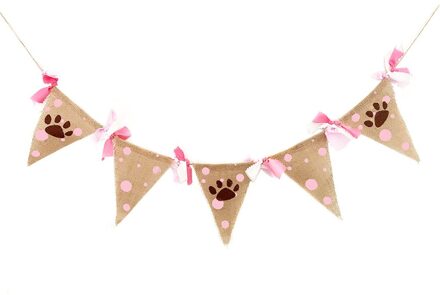 Levert Kat Hond Decoratie Verjaardagsfeestje Hessische Herbruikbare Slingers Opknoping Vlaggen Bunting Banner Feestelijke Home Decor Wimpel Roze