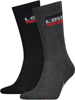 Levi's 2-Pack Sportswear Sokken Zwart Antraciet Grijs - 39-42,43-46