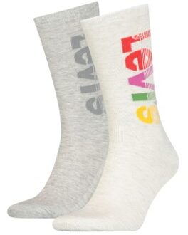 Levi's 2 stuks Logo Cotton Socks Versch.kleure/Patroon,Wit,Grijs - Maat 35/38,Maat 39/42,Maat 43/46