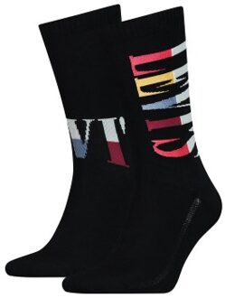 Levi's 2 stuks Logo Retro Regular Socks * Actie * Zwart,Wit - Maat 39/42