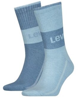 Levi's 2 stuks Organic Cotton Crew Sock Blauw,Grijs - Maat 35/38