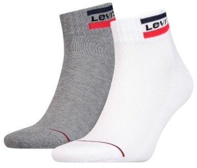 Levi's 2 stuks Sport Mid Cut Sock * Actie * Grijs,Wit,Blauw,Versch.kleure/Patroon,Zwart - Maat 35/38,Maat 39/42,Maat 43/46