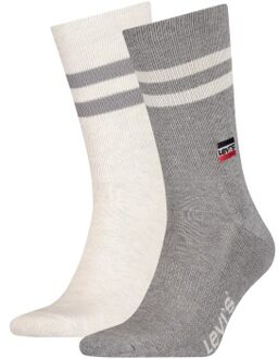 Levi's 2 stuks Sport Stripes Retro Regular Cut Sock * Actie * Versch.kleure/Patroon,Blauw,Rood,Wit,Grijs - Maat 39/42