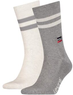Levi's 2 stuks Sport Stripes Retro Regular Cut Sock Versch.kleure/Patroon,Blauw,Rood,Wit,Grijs - Maat 39/42,Maat 43/46