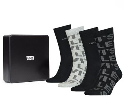 Levi's 4 stuks Logo Regular Giftbox Socks Blauw,Versch.kleure/Patroon,Zwart,Grijs - Maat 39/42,Maat 43/46