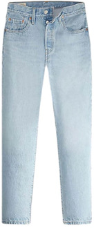 Levi's 501 high waist straight fit cropped jeans met lichte wassing Indigo - W28/L28