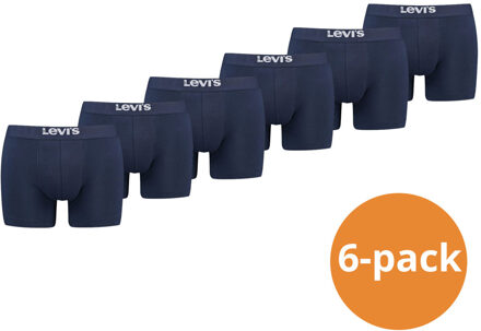 Levi's Boxershorts Heren 6-pack Solid Organic Cotton Navy-S Blauw