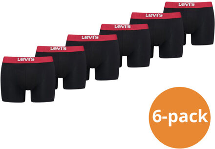Levi's Boxershorts Heren 6-pack Solid Organic Cotton Zwart/Rood -L - L