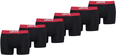 Levi's Boxershorts Heren 6-pack Solid Organic Cotton Zwart/Rood -XXL - XXL
