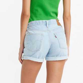 Levi's Dames Levi's 501 Rolled Denim Shorts in Lichtblauw - 24 Inch