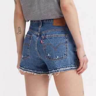 Levi's Dames Levis 501 Original Micro Damage Shorts in Blauw