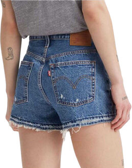 Levi's Levis Dames/Dames 501 Original Ripped Leather Badge Shorts (Blauw) - EU 54 /UK 26