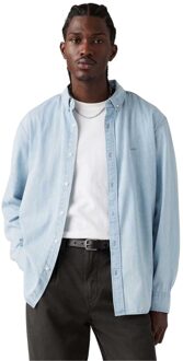Levi's Levis Heren Authentiek Button-Down Overhemd met Lange Mouwen (Lichtblauw)