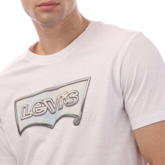 Levi's Levis Heren Grafisch Crew Hals T-shirt (Wit/Grijs) - maat S