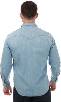 Levi's Men's Levis Barstow Standard Fit Western Shirt in Denim Blauw - M