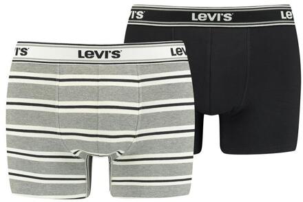 Levi's Men Sporty Stripe Boxer Brief 2-Pack Grey/ Melange/Black -M Grijs