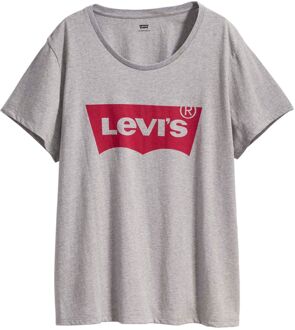 Levi's Plus Perfect Housemark Logo T-shirt voor dames, grijs gemêleerd