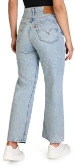 Levi's Ribcage high waist straight leg cropped jeans met lichte wassing Indigo - W28/L29
