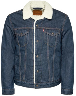 Levi's spijker trucker jack Sherpa donkerblauwe denim, maat XL