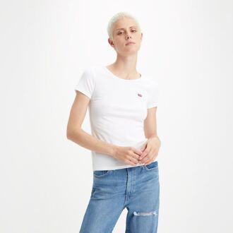 Levi's Women's Levis 2 Pack of Crewneck T-Shirts in White Wit - EU 36 / UK 8