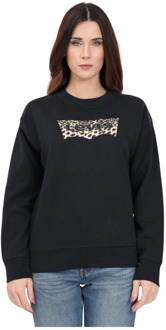 Levi's Zwart sweatshirt met luipaardprint Levi's , Black , Dames - M,S,Xs
