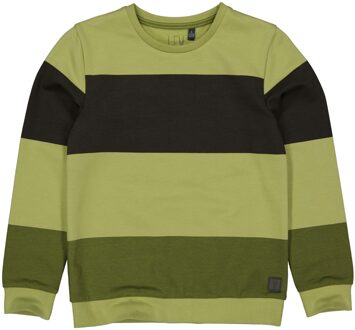 Levv Jongens sweater alwin aop olive light stripe Groen - 164
