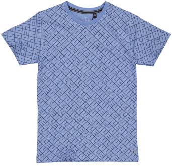 Levv Jongens t-shirt kaden aop text Blauw - 128