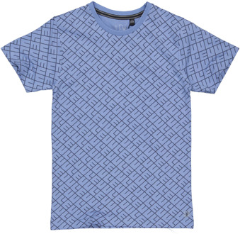 Levv Jongens t-shirt kaden aop text Blauw - 152