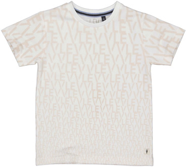Levv Jongens t-shirt mark aop white text Ecru - 122