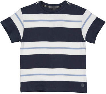 Levv Jongens t-shirt oversized kayden aop blue stripe Blauw - 140