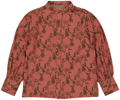 Levv Meisjes blouse - Fara - AOP bloemen olijf groen - Maat 140