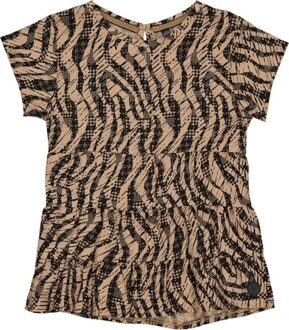 Levv Meisjes blouse - Tess - AOP Camel zebra - Maat 176