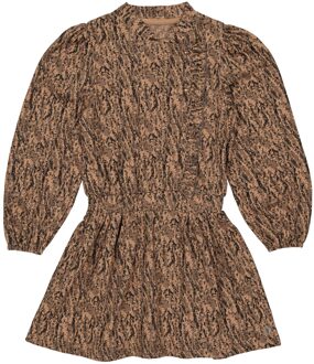 Levv Meisjes jurk - Falita - AOP vlokken bruin - Maat 176