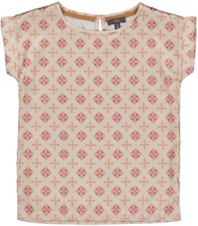 Levv Meisjes t-shirt - Defne - AOP Creme geomatric - Maat 128