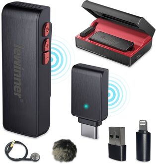 Lewinner Draadloze Lavalier Microfoon Met Opladen Case 2.4Ghz Revers Mic Voor Iphone/Ipad/Android/Computer/laptop Voor Vlog Live