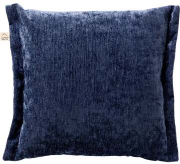 LEWIS - Sierkussen 45x45 cm - fluweel - met sierrand - I Blauw