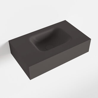 LEX Dark_grey vrijhangende solid surface wastafel 50cm. Positie wasbak rechts