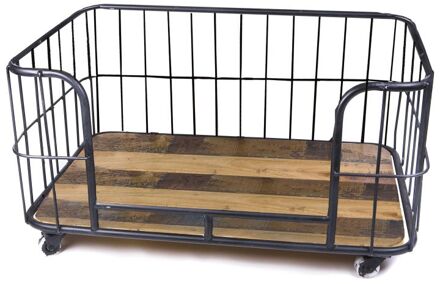 Lex max Metal Wire Basket - Divan - Hondenbench meubel - Zwart - 56x120x81 cm