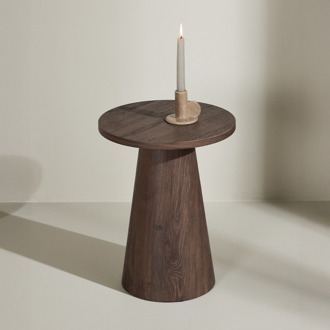 Lexi houten bijzettafel donkerbruin - Ø 35 cm